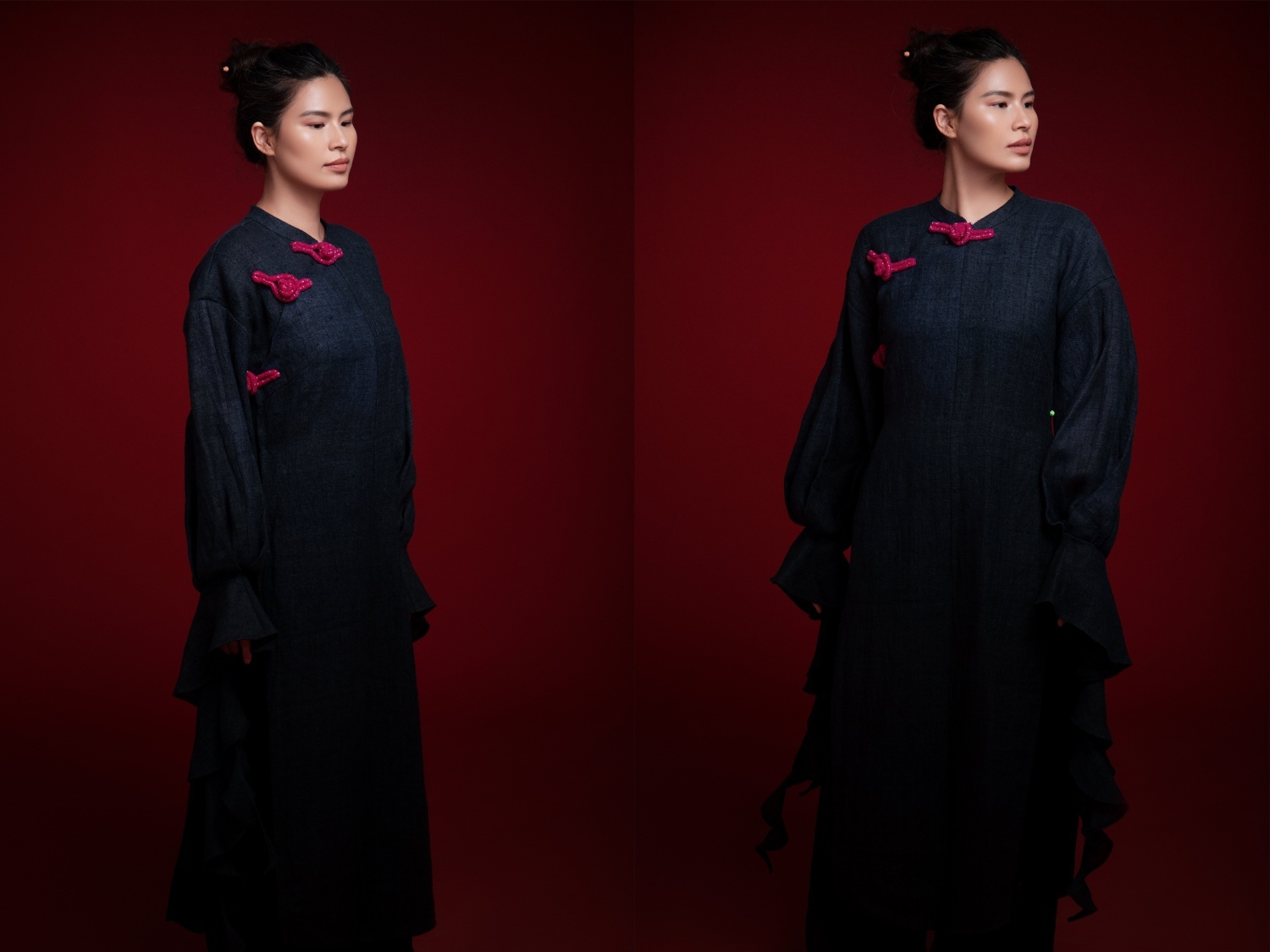 Linh Nga hút hồn trong áo dài cách điệu của NTK Thủy Nguyễn